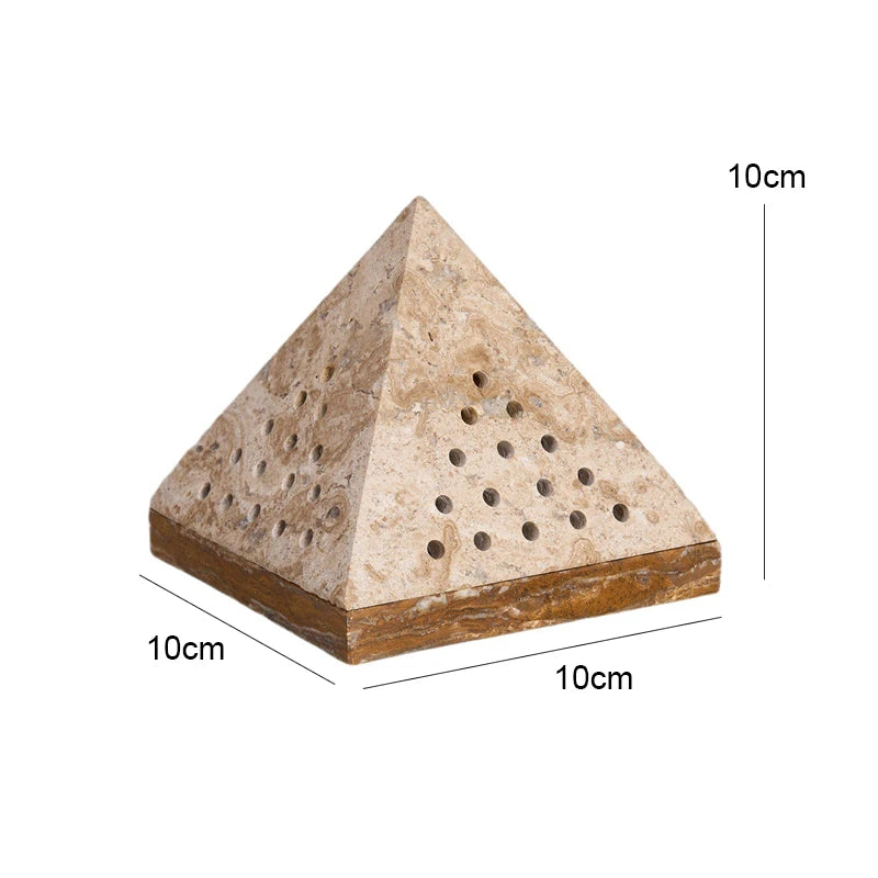 Pyramid Shape Natural Marble Mubkhar Beige Travertine Bakhoor Oud Incense Burner