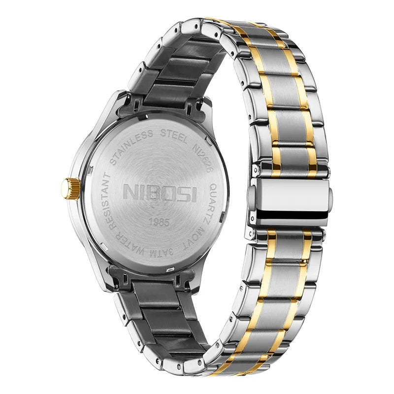 NIBOSI Mens Watches Top Brands Luxury Stainless Steel Waterproof Luminous Week Date Business Mens Watches Relogio Masculino