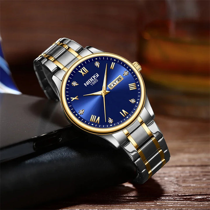 NIBOSI Mens Watches Top Brands Luxury Stainless Steel Waterproof Luminous Week Date Business Mens Watches Relogio Masculino