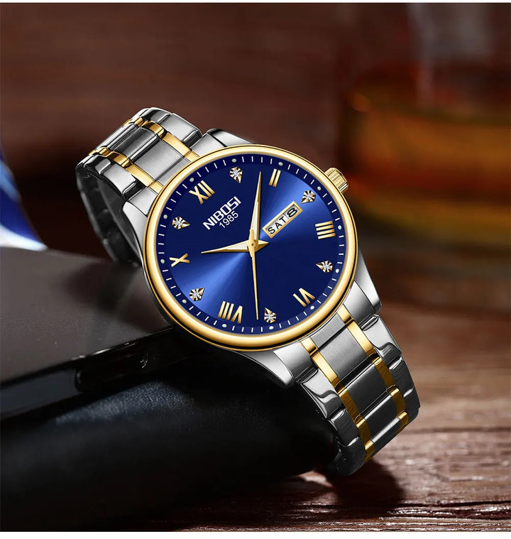 NIBOSI Mens Watches Top Brands Luxury Stainless Steel Waterproof Luminous Week Date Business Mens Watches Relogio Masculino