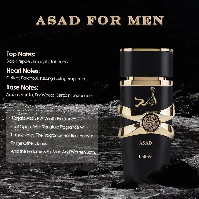 Original Asad Men's Perfume 100ml Arabia High Quality Luxurious Long Lasting Yara Moi Tous Perfumes for Men & Women